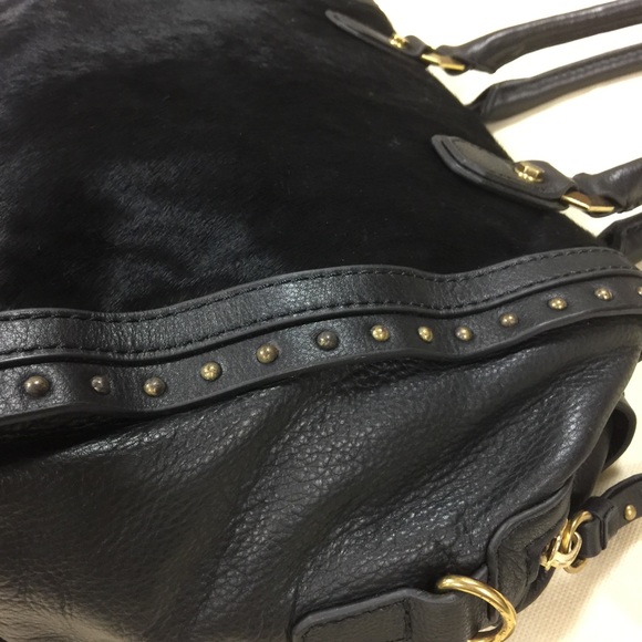 Black leather and calf hair handbag by orYANY - Picture 4 of 8